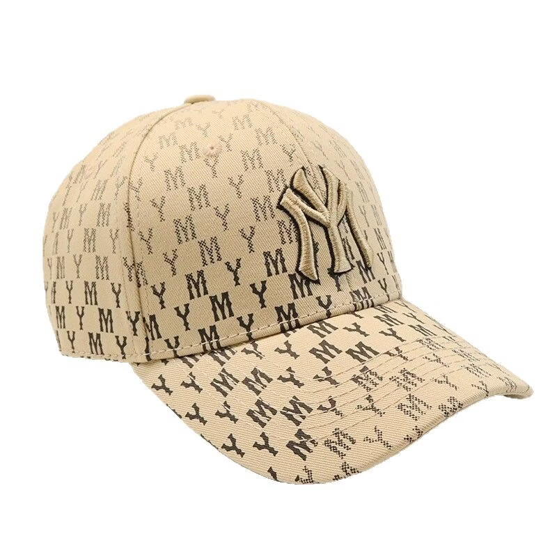 NY刺绣字母棒球帽男欧美时尚百搭遮阳满印MY字母春夏鸭舌帽女潮 藏青—满印MY 均码