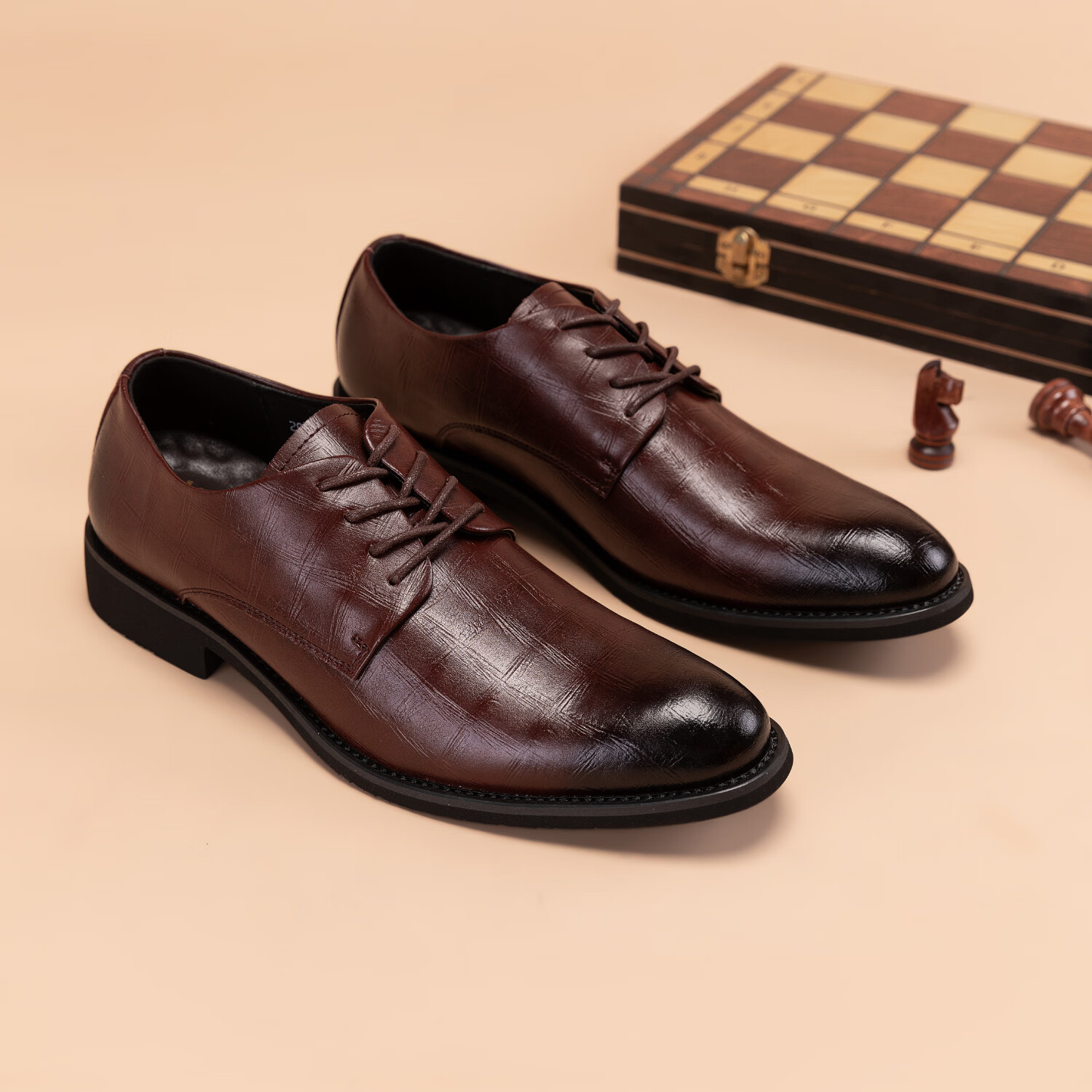 Walker Shop高端品牌皮鞋男款2026夏季商务正装真皮男鞋通勤休闲增高软底皮鞋 棕色内增高【品牌男鞋 礼盒包装】 40