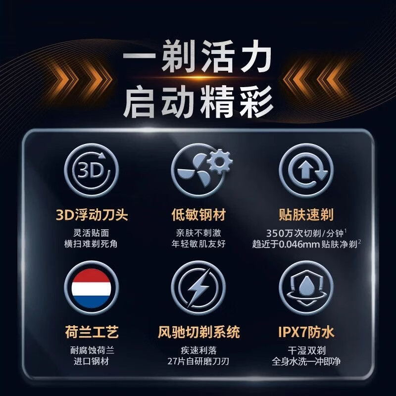 飞利浦（PHILIPS）剃须刀电动刮胡刀全新小旋风1系便携式胡须刀3D浮动进口刀头送男友老公父亲生日礼物S1771 【热销TOP1】旋风1系S1771