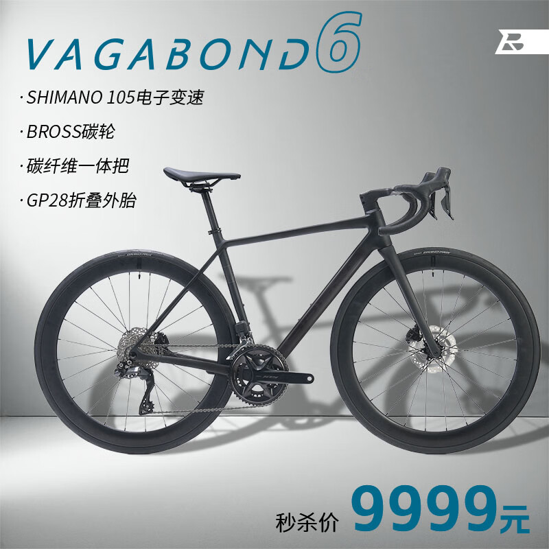 BROSS自行车Vagabond 6 ，全碳公路车途耐力架，105电变油压碟刹 Vagabond 6 黑色（黑标） 24速 L