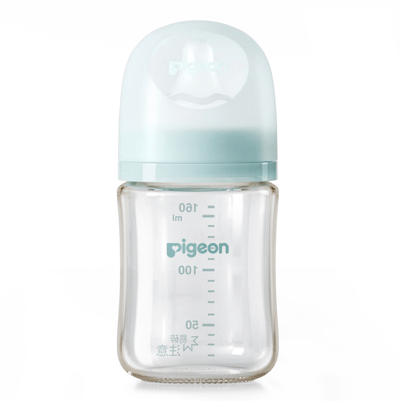 贝亲（Pigeon）宽口径净澈玻璃奶瓶160ml SS号 0个月+ (湖水蓝） AA282