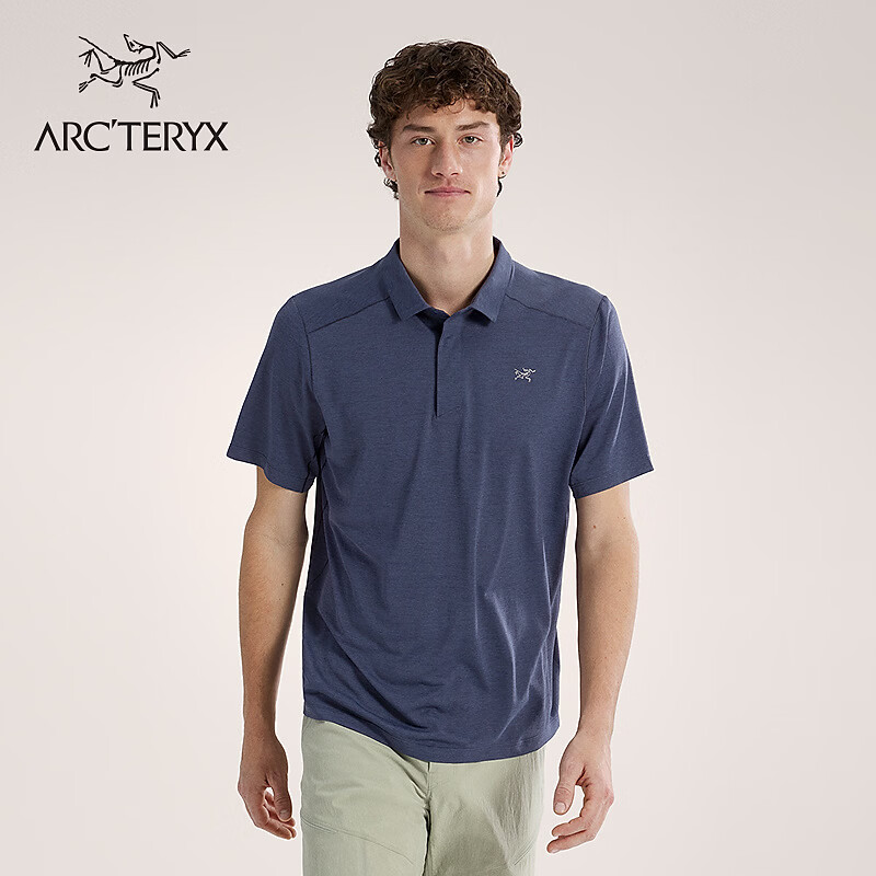 ARC'TERYX始祖鸟 CORMAC POLO SS 轻量 男子 短袖POLO衫 BLACK SAPPHIRE HEATHER/夜影蓝 M