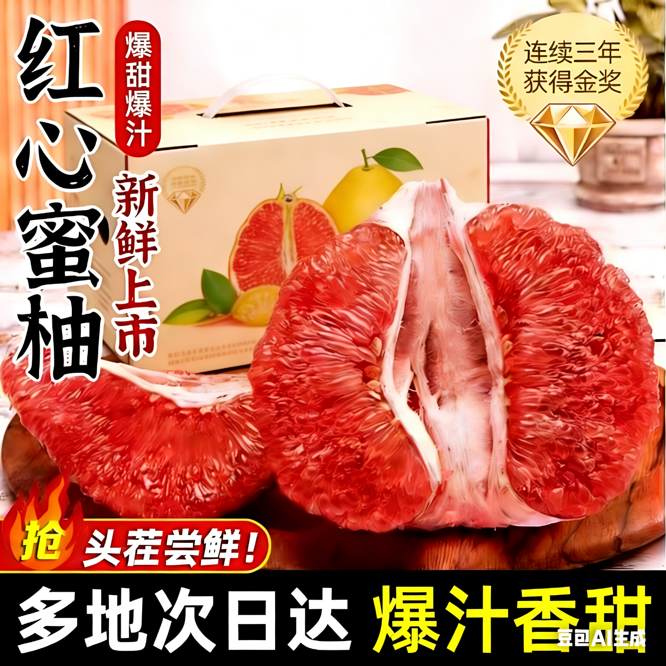 樱鲜福建琯溪红心柚子现摘蜜柚红肉新鲜时令水果中秋手提礼盒团购 4斤【品质精选款】2颗装 净重3.5-4斤 颗颗甄选