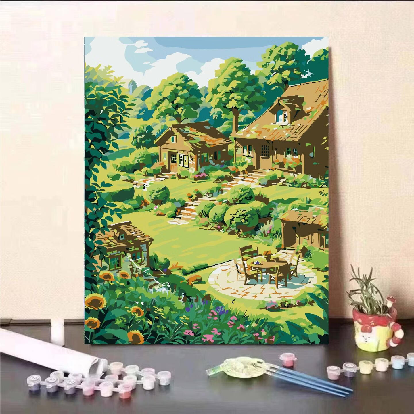 宫崎骏夏天数字油画diy手工填色治愈高颜值ins风客厅装饰画送礼 XT-234 75cm精美60*厚内框套装+组合外框