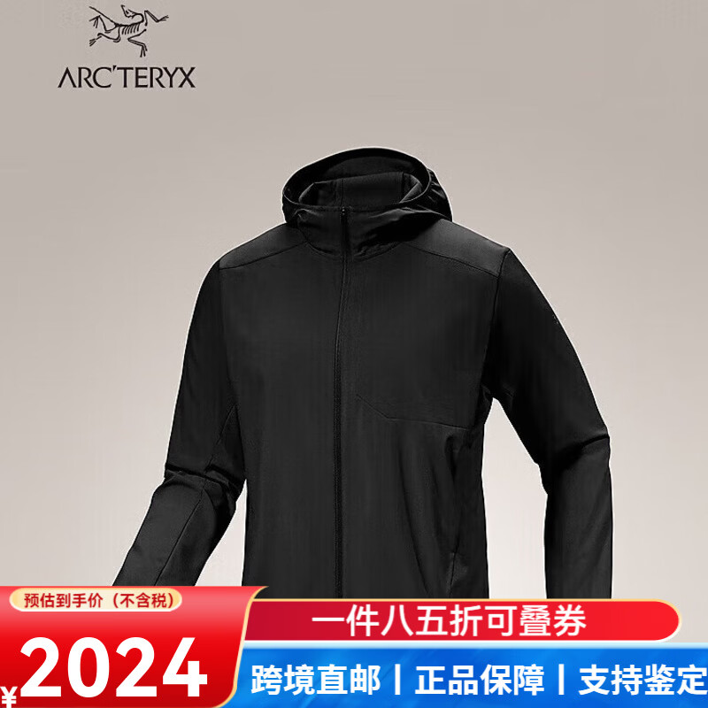 始祖鸟（ARC'TERYX）（ARC'TERYX）SIMA HOODY M纯色拉链连帽防晒服皮肤衣风壳衣男子 black黑色 XS