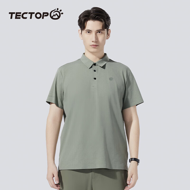 探拓(TECTOP)户外速干短袖POLO衫男春夏透气弹力运动吸汗打底衫商务休闲T恤男 千山翠【polo衫T恤 XL