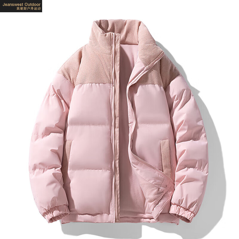 真维斯户外运动棉服男2024新款冬季防风灯芯绒棉衣情侣女加厚棉袄外套 黑色 2XL