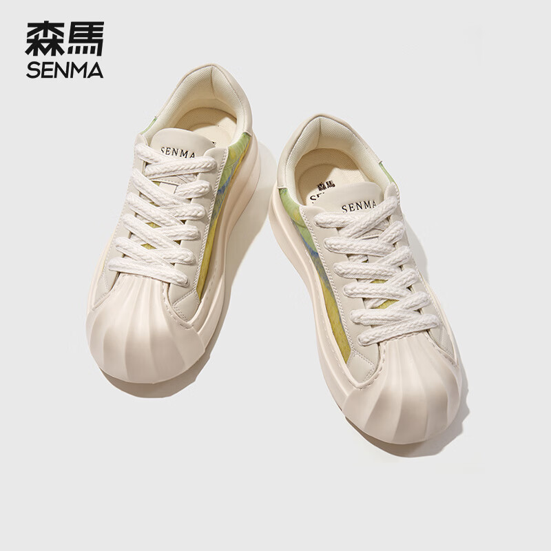 森馬（senma）男鞋贝壳头帆布鞋春夏户外运动鞋低帮板鞋休闲鞋 米绿色 40
