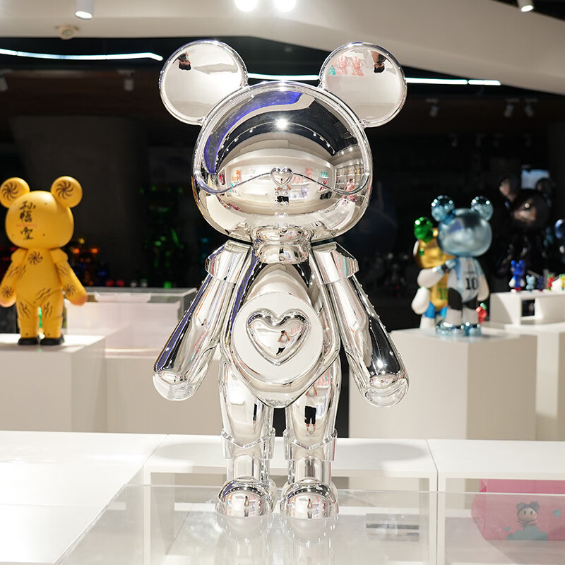 溥畔星际熊客厅大摆件公仔潮玩熊落地装饰品乔迁开业礼品 糖果+橙色(高度72.5cm)
