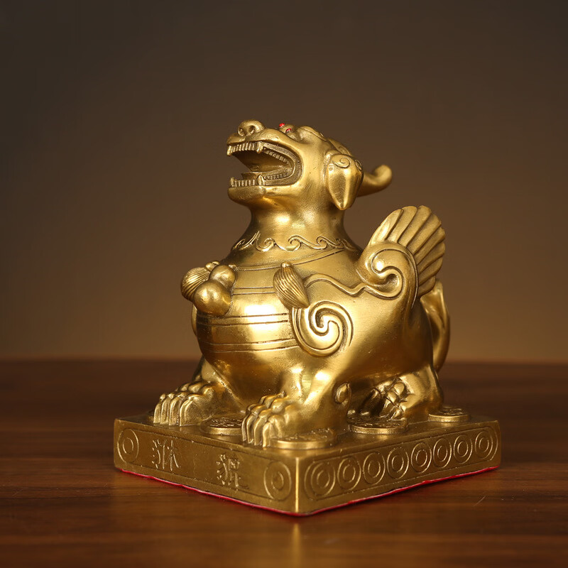 其他厂家批发黄铜貔貅桌面摆件大小号铜皮休办公室家居店铺开业礼品 X15号方底貔貅一对