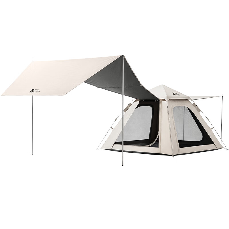 牧高笛（MOBIGARDEN）零动自动帐篷155黑胶天幕版 户外露营速开帐篷 NX25661031 雅致灰