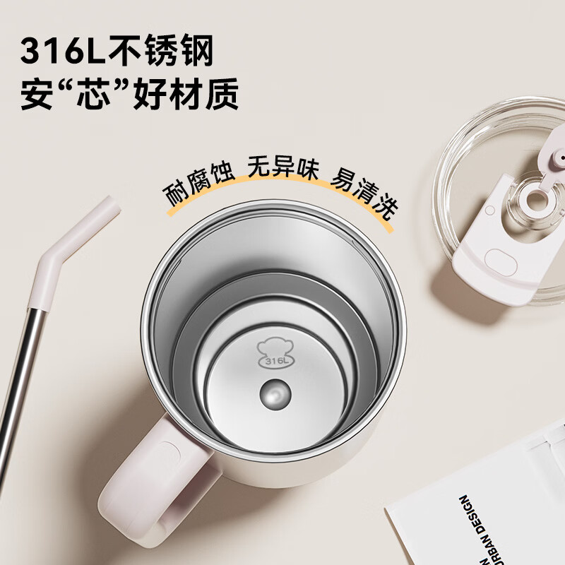 大嘴猴（paul frank）1200ML巨无霸保温杯大容量冰霸杯水杯保冷吸管杯子泡茶杯防漏 拂光粉