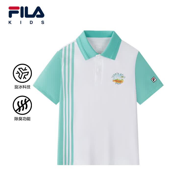 FILA斐乐儿童童装短T类2026年夏季新款男小童短袖POLO 满印一-ZA 120