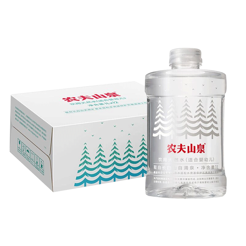 农夫山泉 饮用水 饮用天然水(适合婴幼儿) 1L*12瓶 整箱装