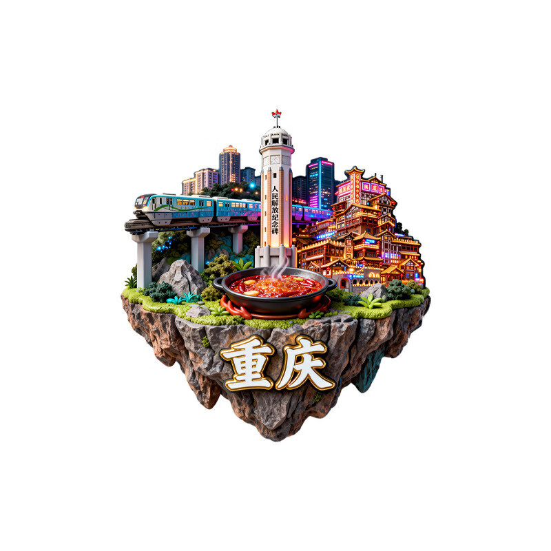 咏幻重庆金属浮雕磁吸冰箱贴中国城市旅游景点纪念品文创伴手礼装饰贴 重庆F【金属】