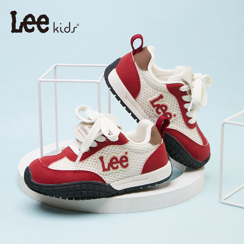 Lee童鞋春夏季新款儿童网面跑步鞋女大童透气运动鞋男童 X0196 米红 29 【建议脚长178-183mm】 京东折扣/优惠券