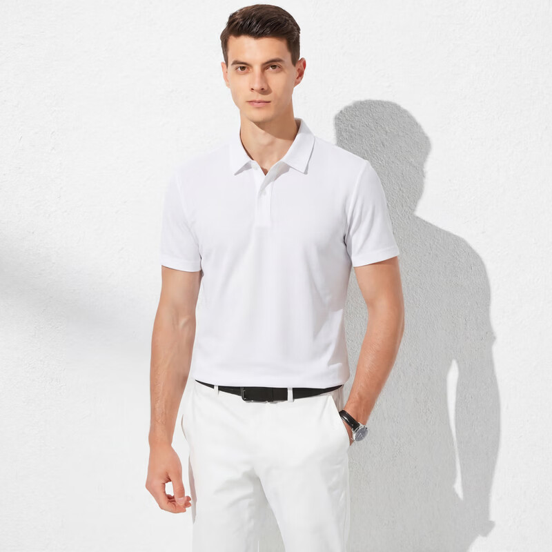 庄吉【裸感亲肤】短袖polo衫男2026夏季新款商务休闲纯色翻领短袖T恤 黑色 M