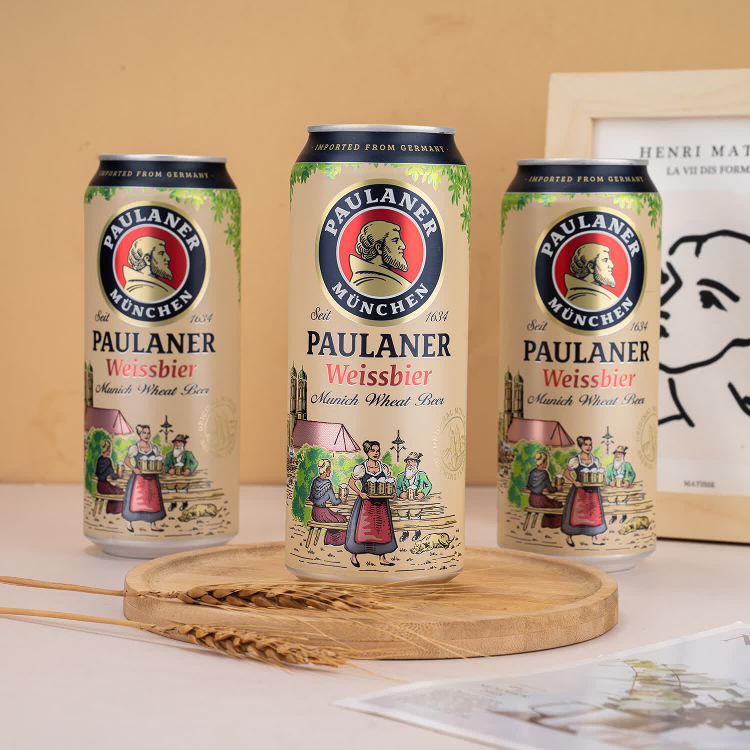 保拉纳（Paulaner）德国进口柠檬拉德小麦柏龙啤酒聚会畅饮麦香浓郁全麦精酿啤酒 柏龙白啤小麦啤酒（WM） 原装进口：500ml*4罐