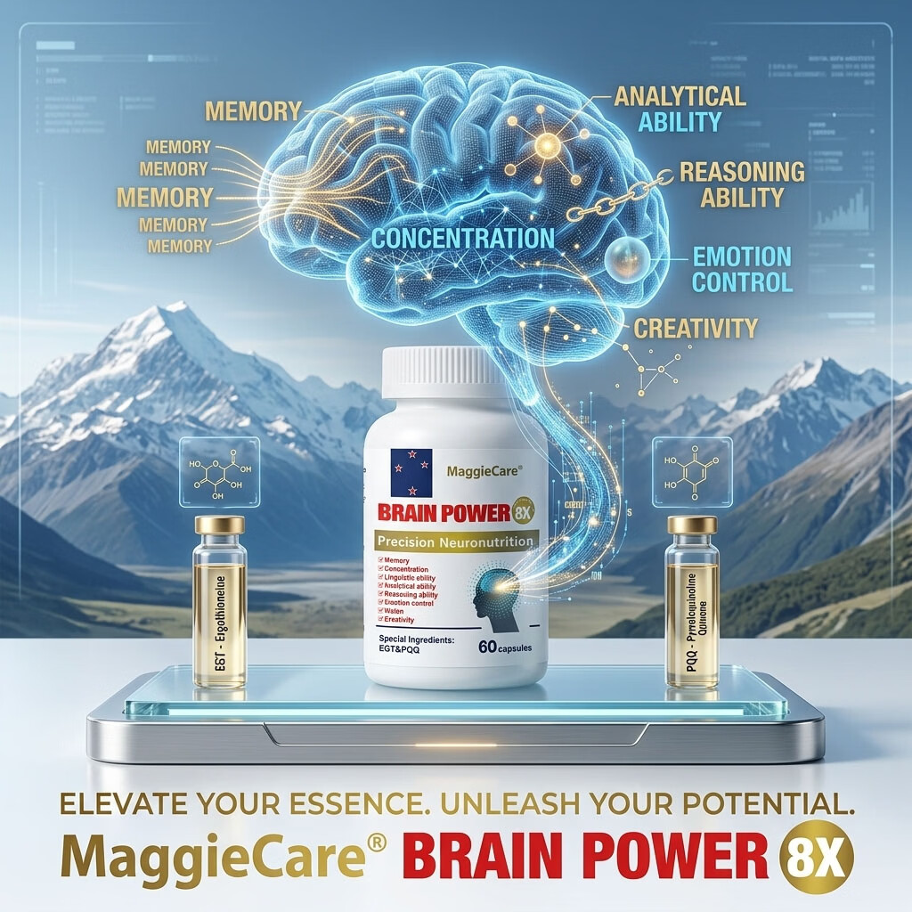 MaggieCareDHA藻油神经酸PQQ补脑增强记忆脑黄金学霸素澳洲进口健脑保健品 4瓶调理装【专注高效】买三送一