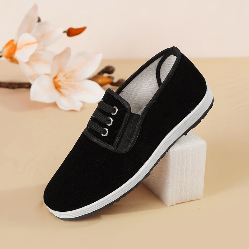 福虹辰2026新款老北京布鞋塑胶牛筋底低帮军单注塑橡胶黑布鞋低跟百搭Z 黑底-A01 36