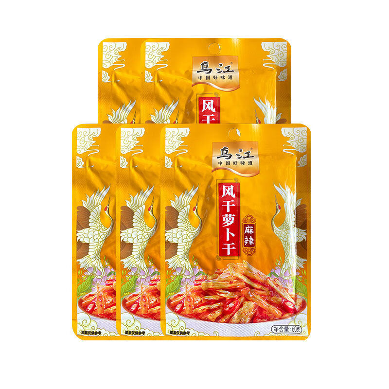 烏江風(fēng)干蘿卜干麻辣蘿卜干香脆蘿卜干下飯菜咸菜榨菜拌飯拌面醬 烏江風(fēng)干蘿卜干60g*5袋