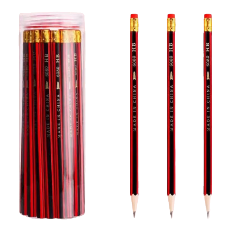 HB铅笔红杆铅笔儿童素描原木铅笔美术铅笔 学生幼儿园绿杆铅笔铅笔散装原木铅笔 红杆铅笔5支装