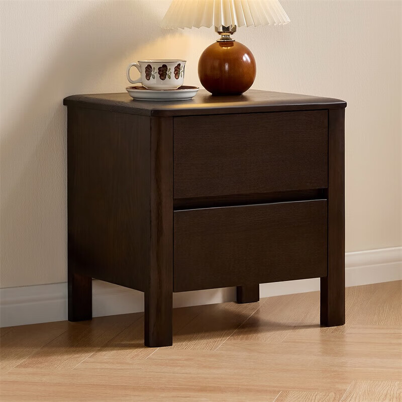 全友（QUANU）家居北欧风家具实木小岛床头柜卧室床边小型收纳储物柜子置物桌 【深胡桃色|红橡木】床头柜