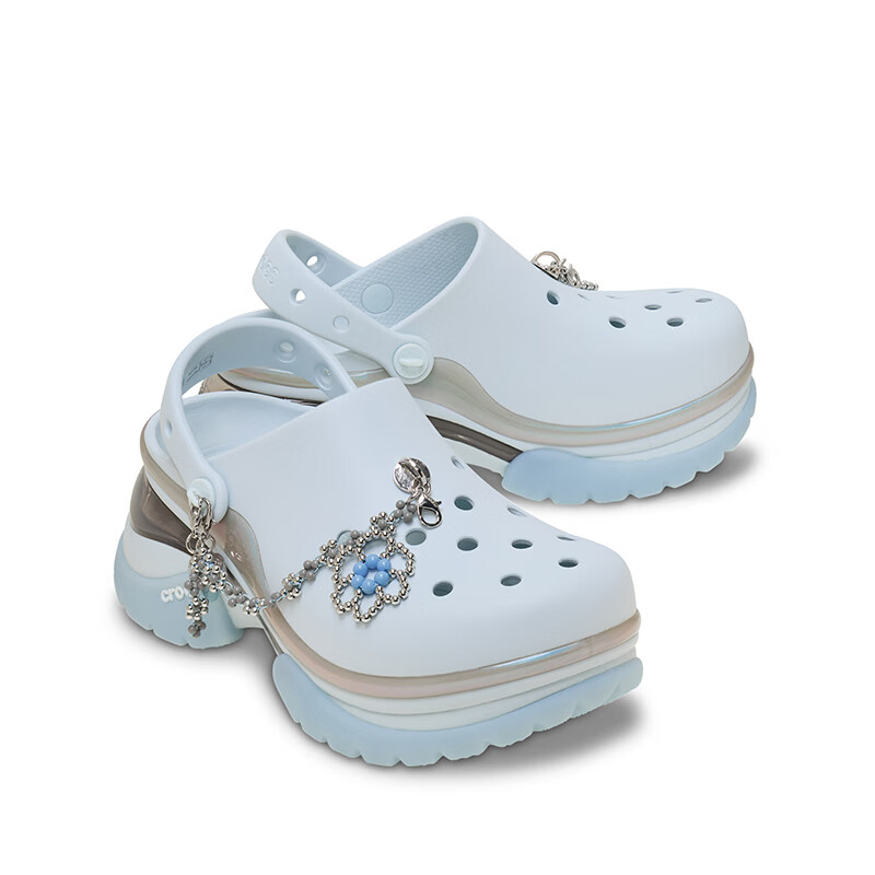 卡骆驰(CROCS)白鹿同款复古小鲸鱼耀饰小海豚洞洞鞋时尚女鞋百搭沙滩鞋|213218 水汽冰-5EA 36 /37(230mm)
