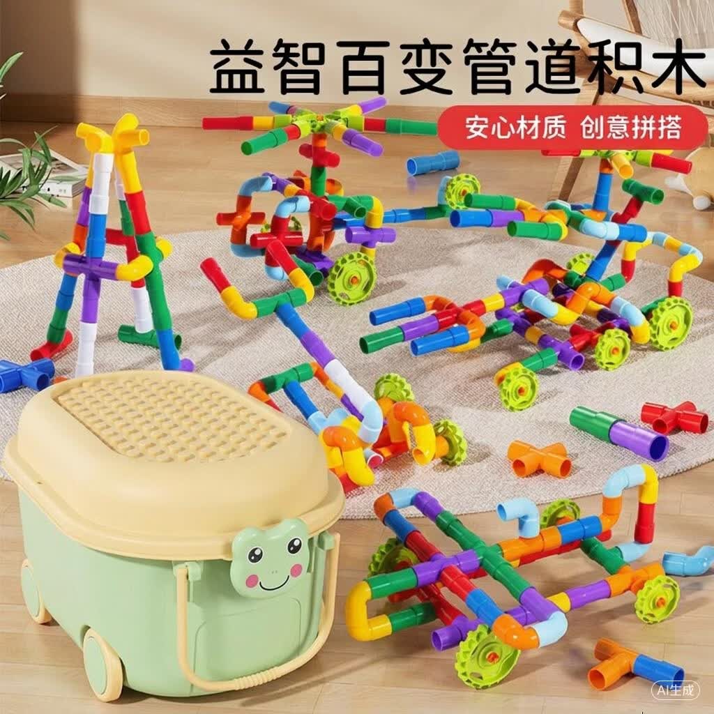 艾福儿水管道积木232件儿童玩具拼插拼装男女孩圣诞礼物