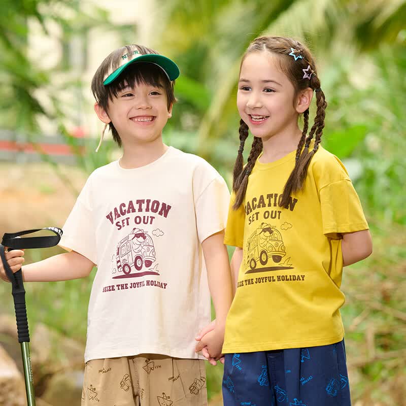 棉花堂（cottontown）【100%棉】棉花堂童装夏装新款儿童短袖T恤A类抗菌纯棉男女童上衣 米白 90 90/52