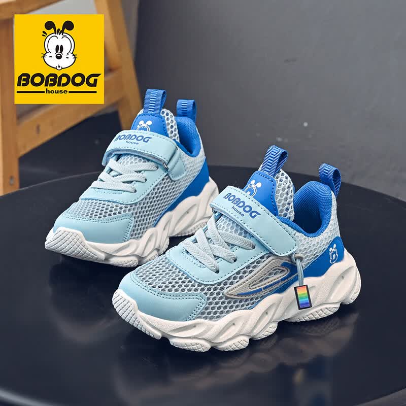 巴布豆（BOBDOG）童鞋夏季单网跑鞋女2026新款中大童休闲鞋男童透气鞋子儿童运动鞋 浅月/浅宝兰 30 适合脚长18.3cm 京东折扣/优惠券