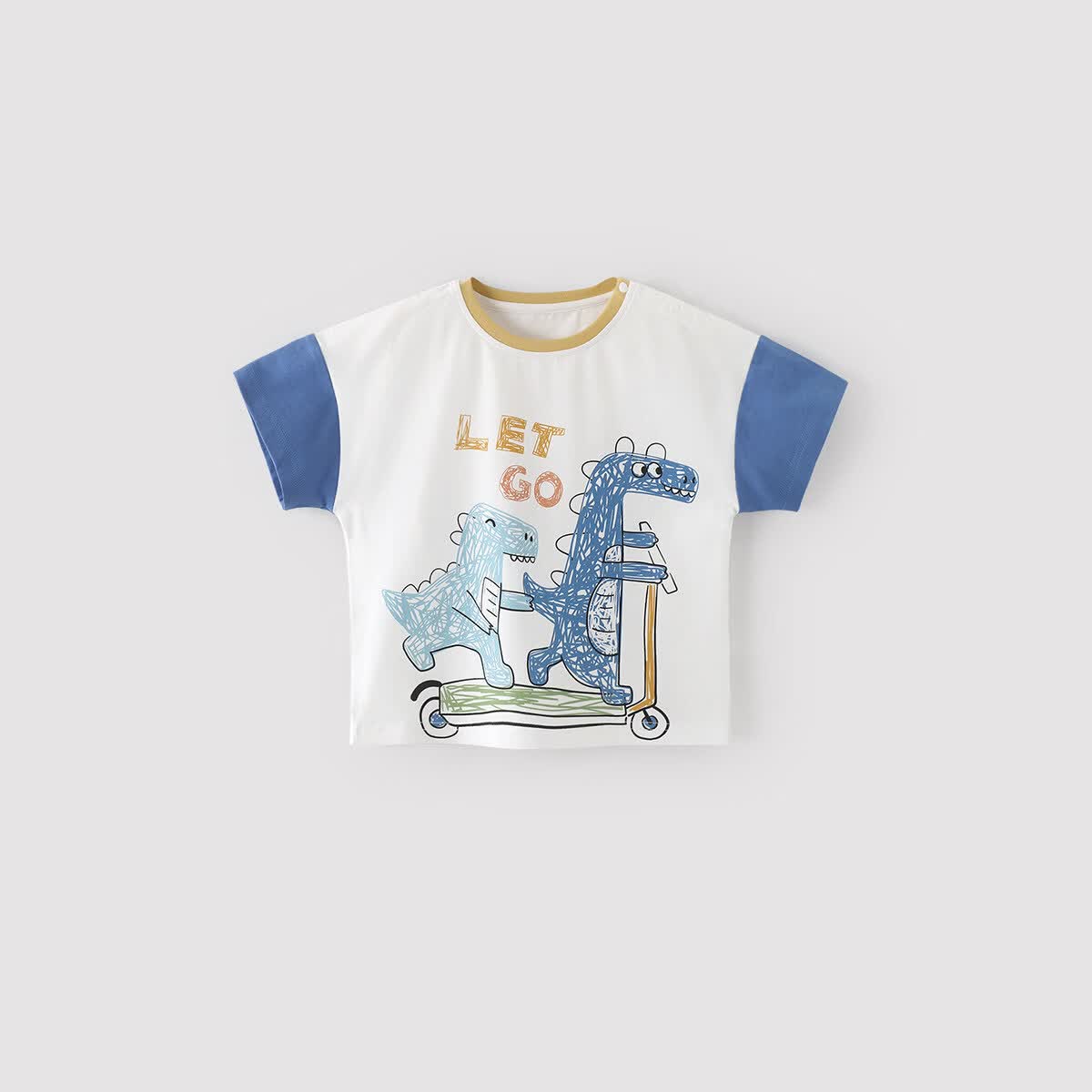 巴厘小猪男宝夏装男童T恤短袖儿童夏季薄款体恤婴儿上衣女童半袖宝宝衣服 【小恐龙】钴蓝 100