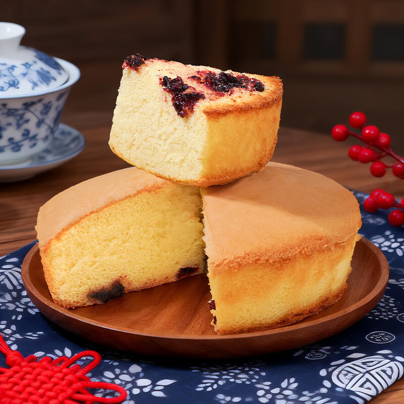 鲜达仓仓戚风蛋糕牛奶软蛋糕早餐软面包手工DIY蛋糕胚半成品200g糕点零食 原味1盒+蓝莓味1盒