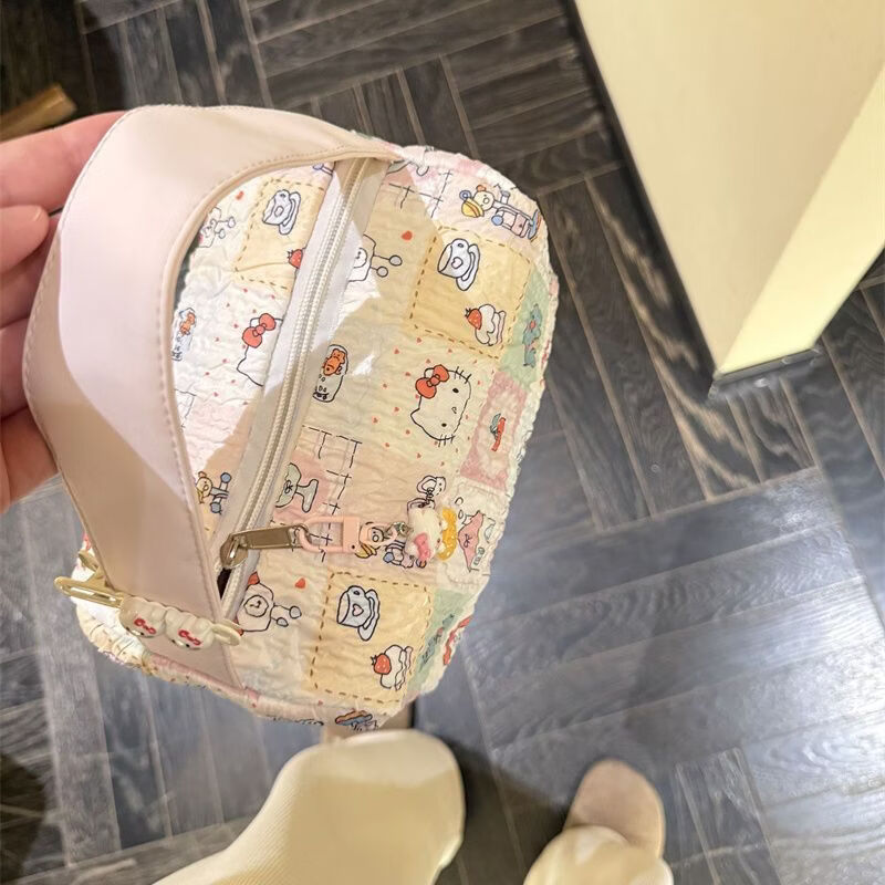 列文虎克 LEEUWENHOEK新款ins卡通小熊便捷日杂家用外出旅行收纳包大容量立体手提包 【粉色猫咪收纳包-无挂件】1个