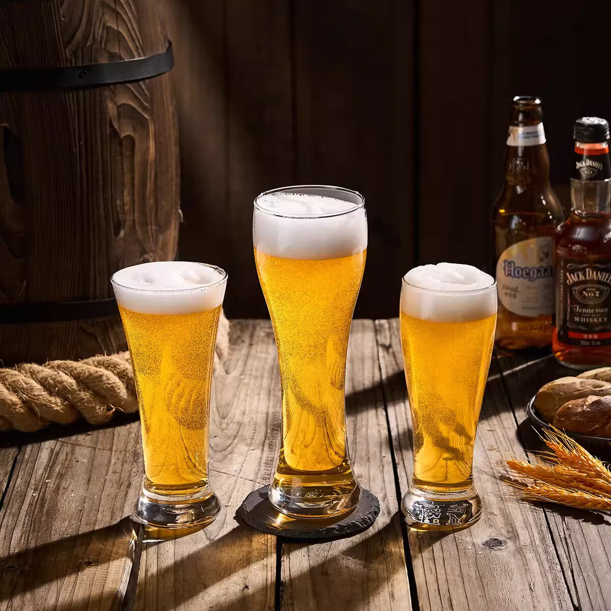 鸥欣（Ocean）泰国进口玻璃杯带把耐热花茶杯开水杯啤酒咖啡饮料花茶杯子 【小蛮腰杯】6只475ml