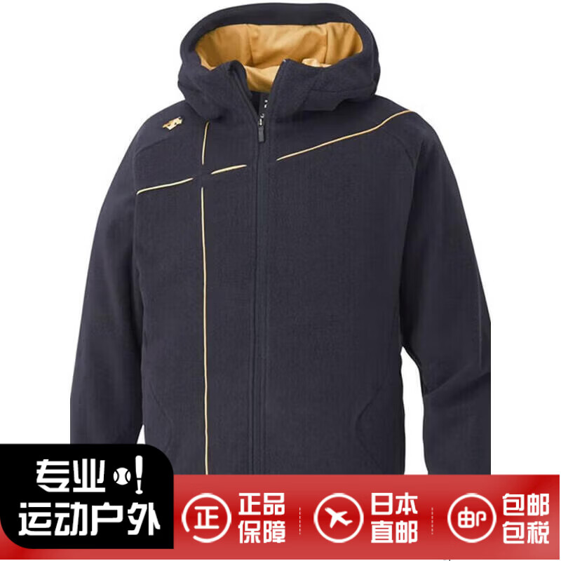 迪桑特（DESCENTE）新款男士抓绒夹克外套秋冬运动防风衣保暖防风衣日本直邮DBX2660C BKSG(黑色×金色) L