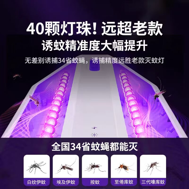 芭菲紫光灭蚊灯商用家用壁挂式直立式驱蚊灭蝇捕杀蚊虫神器 加强商用款【超广角灭蚊200㎡+紫光诱捕+3500V高压】