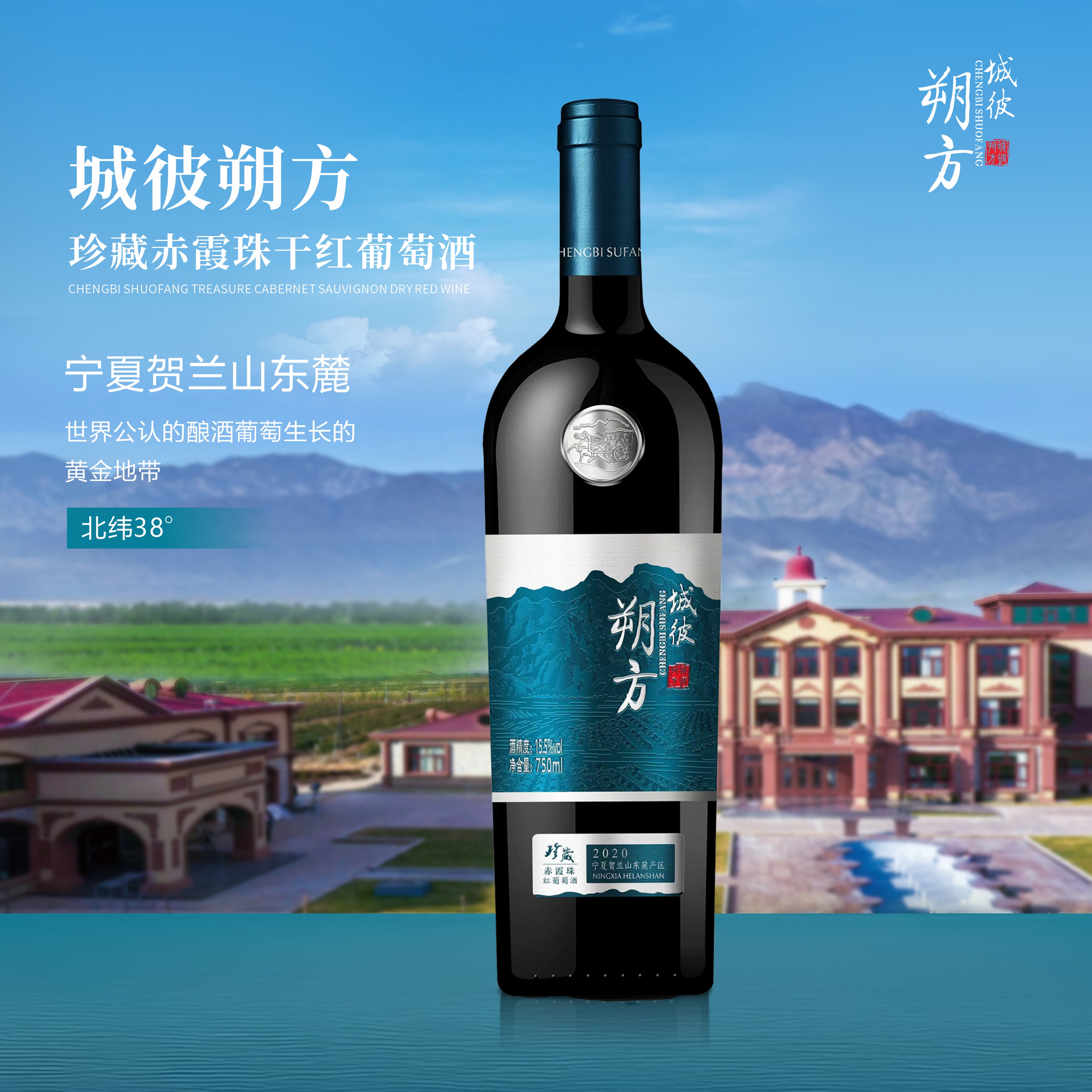 城彼朔方宁夏贺兰山东麓2021年珍藏赤霞珠干红葡萄酒750ml国产精品红酒 送礼宴请【单支】