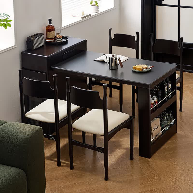 全友（QUANU）家居法式复古岛台餐桌餐边柜一体可伸缩岩板台面餐桌带椅子一套 岩板|岛台餐桌+安娜餐椅*4 一桌四椅