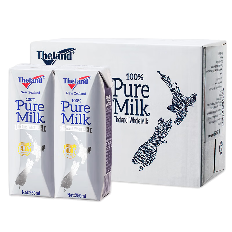 纽仕兰新西兰草饲4.0g蛋白高钙全脂纯牛奶100%生牛乳250ml*24盒整 全脂原箱[250ml*24盒]