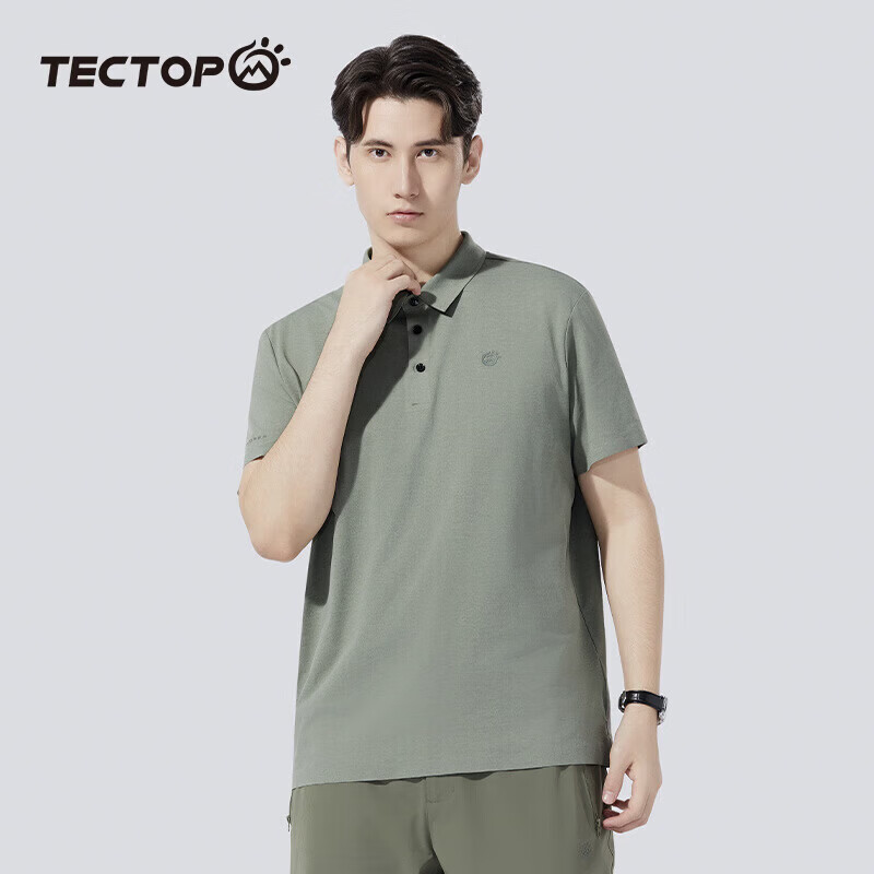 探拓(TECTOP)户外速干短袖POLO衫男春夏透气弹力运动吸汗打底衫商务休闲T恤男 千山翠【polo衫T恤 XL