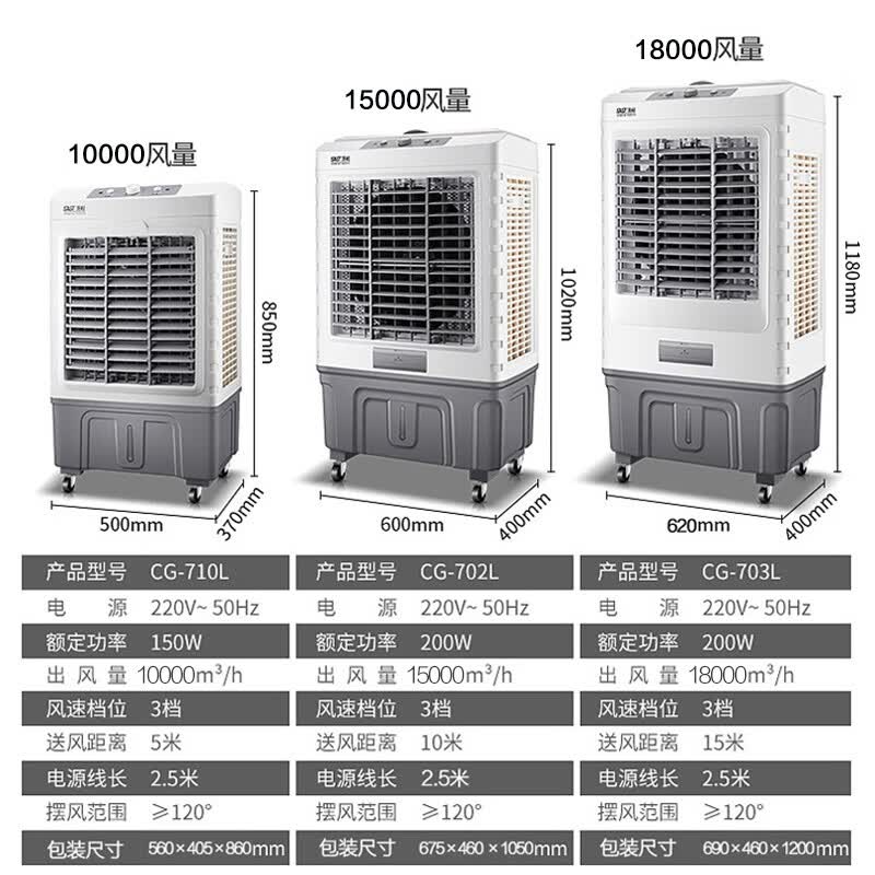 先科冷风机家用加水空调扇制冷机工业大型蒸发式循环冷气风扇商用 CG-710LR遥控款(150W)20-30㎡