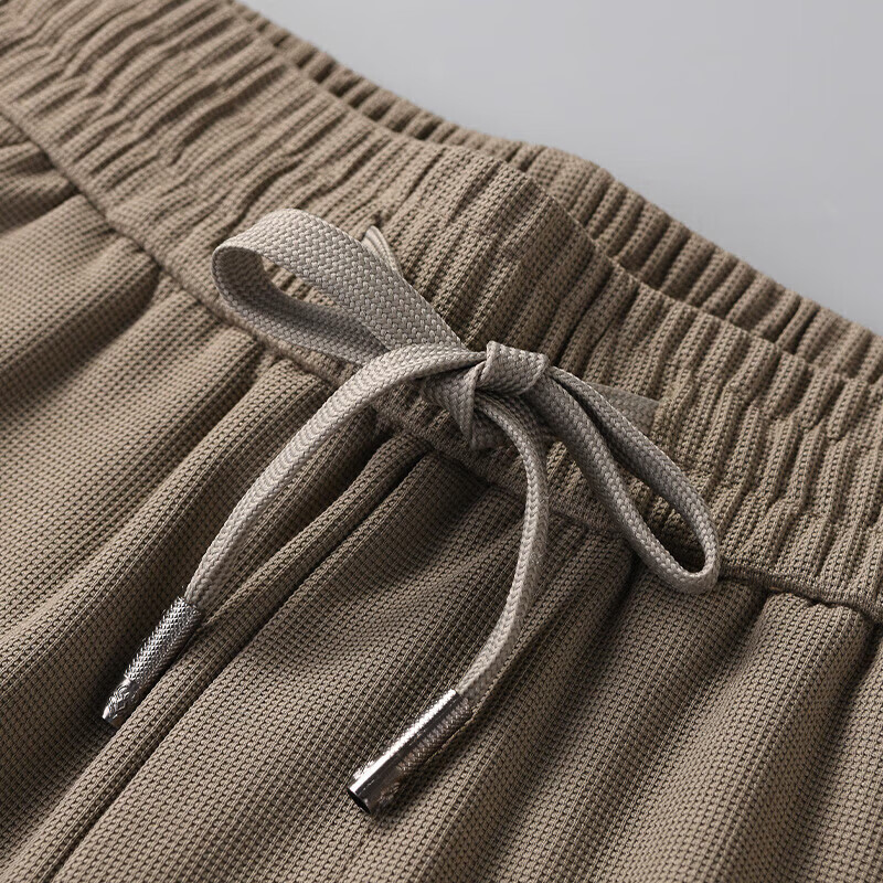 罗蒙冰丝凉感华夫格休闲裤男夏季新款中青年直筒宽松薄款裤子男 卡其 M 170(建议90-115斤)