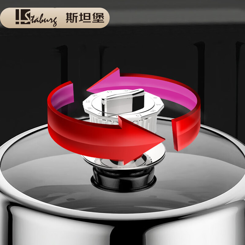 STABURG智能定时不锈钢蒸锅三层加厚复底家用蒸笼蒸屉电磁炉燃气通用 智能定时/预防干烧/食品级不锈钢 3层 28cm