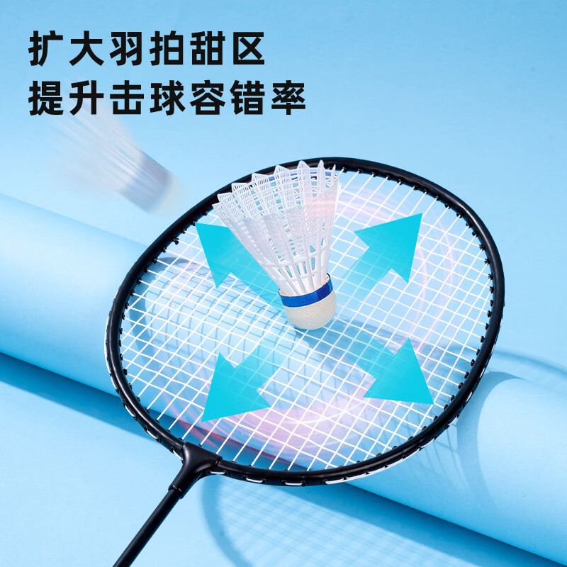 得力羽毛球拍套装超轻全合金碳素双拍正品儿童学生成人专业耐打拍 【黑色2支】分体拍-耐打耐用+拍包