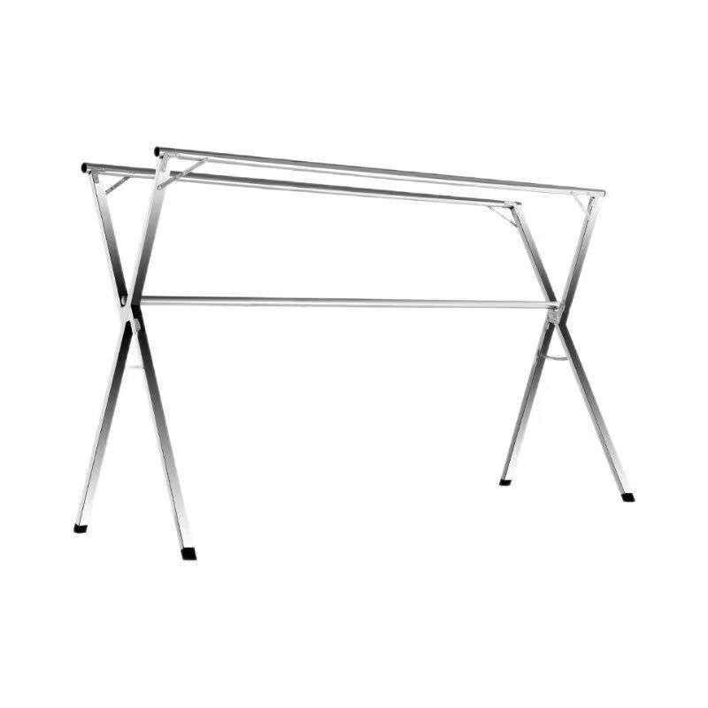 落地晾衣架家用宿舍伸缩折叠加厚室内外阳台卧室不锈钢 加粗加厚双杆1.6米可伸缩+20风钩