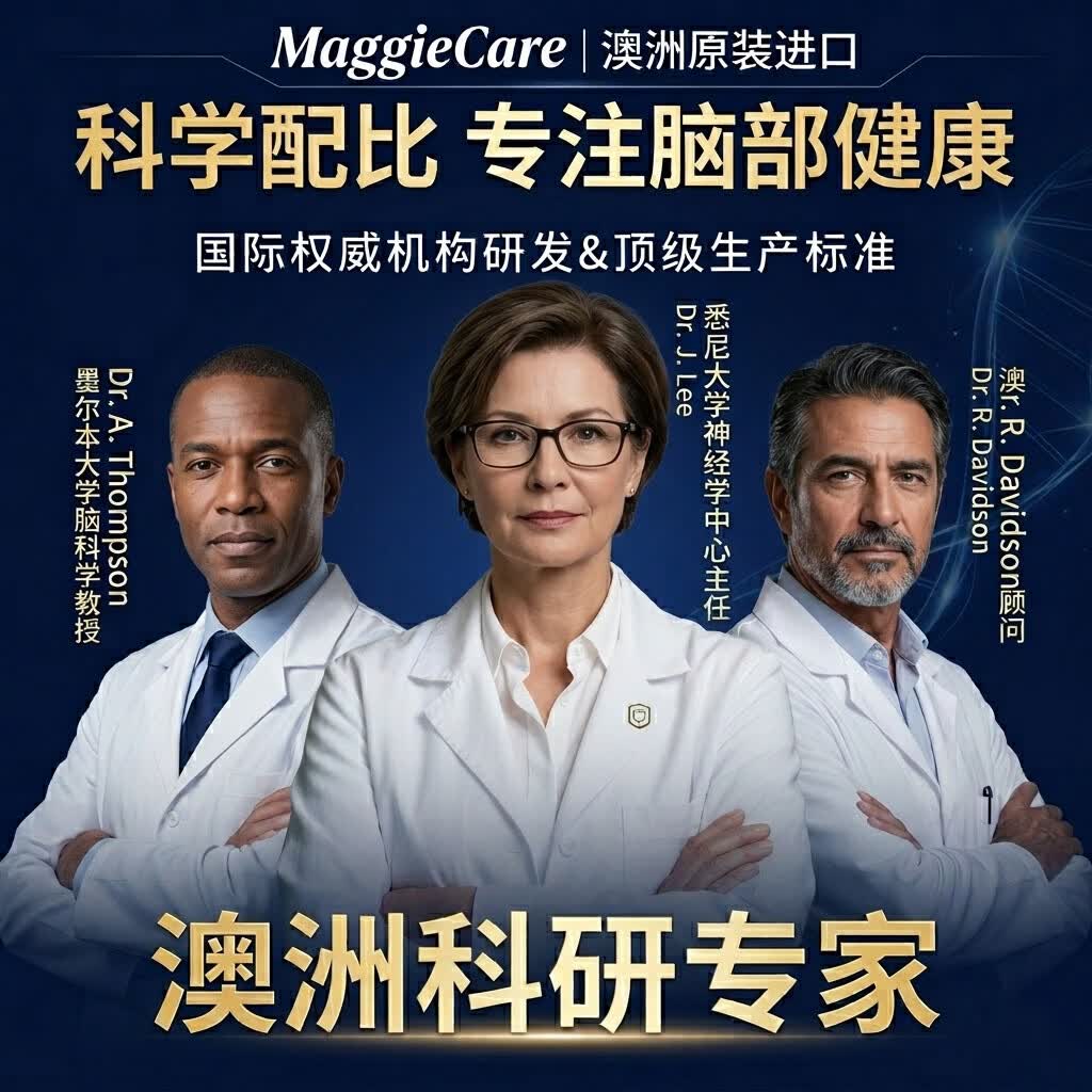 MaggieCareDHA藻油神经酸PQQ补脑增强记忆脑黄金学霸素澳洲进口健脑保健品 4瓶调理装【专注高效】买三送一