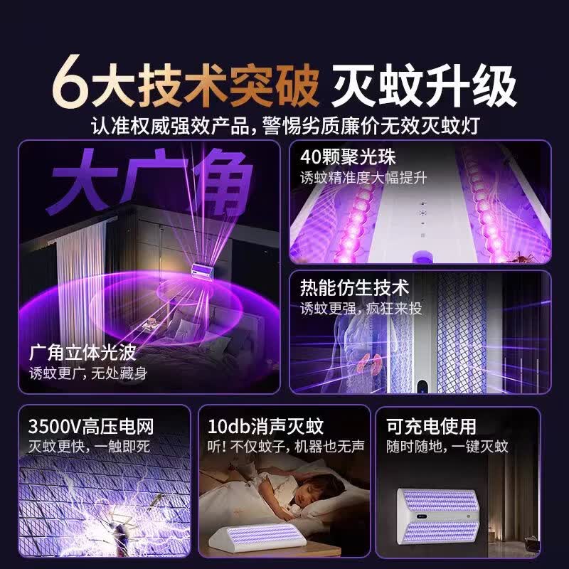 芭菲紫光灭蚊灯商用家用壁挂式直立式驱蚊灭蝇捕杀蚊虫神器 加强商用款【超广角灭蚊200㎡+紫光诱捕+3500V高压】