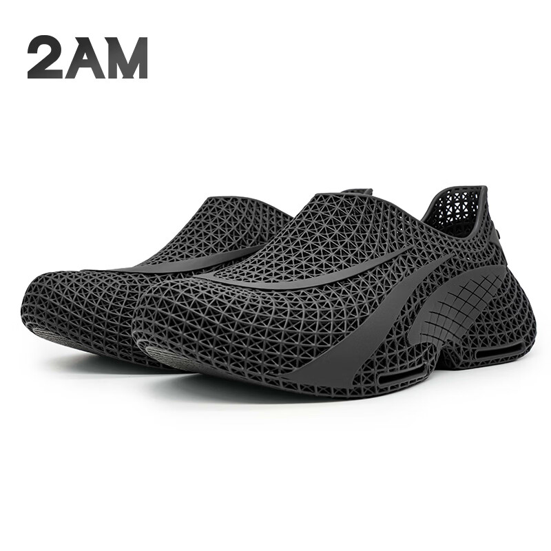 2AM3D一体打印男士休闲鞋时尚百搭厚底健步鞋透气舒适4D网面鞋 黑色 39