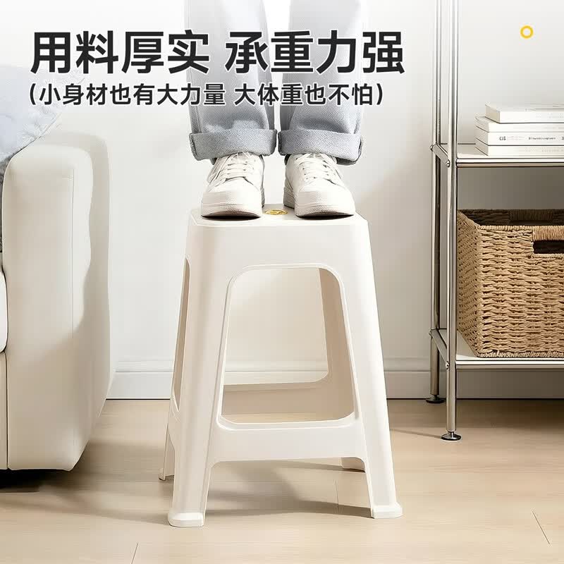 JEKO&JEKO塑料椅子凳子可叠放家用加厚结实耐用客厅餐椅餐凳板凳座椅换鞋凳 灰色1个 · 体验装【加厚加固 | 防滑耐用】